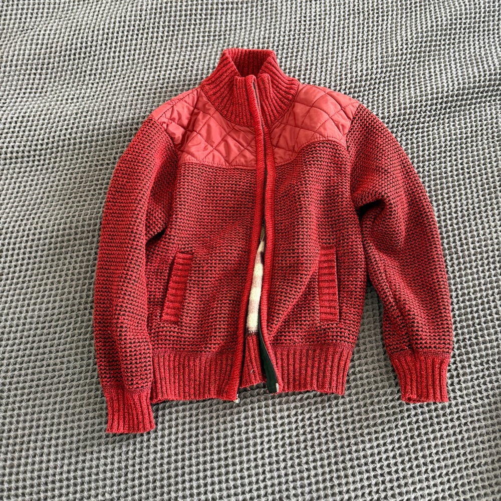 Cozy Red Kids Sweater with Quilted Design